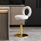 Sculptural Ring Back Bar Stool with Swivel Lift and Upholstered Seat