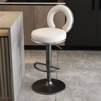 Sculptural Ring Back Bar Stool with Swivel Lift and Upholstered Seat