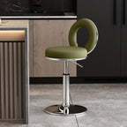 Sculptural Ring Back Bar Stool with Swivel Lift and Upholstered Seat