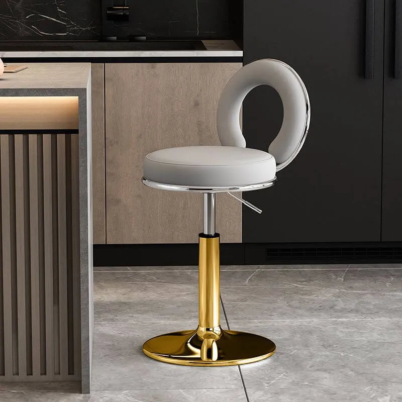 Sculptural Ring Back Bar Stool with Swivel Lift and Upholstered Seat