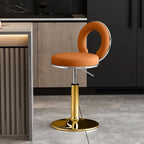Sculptural Ring Back Bar Stool with Swivel Lift and Upholstered Seat