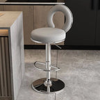 Sculptural Ring Back Bar Stool with Swivel Lift and Upholstered Seat