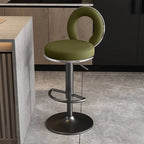 Sculptural Ring Back Bar Stool with Swivel Lift and Upholstered Seat