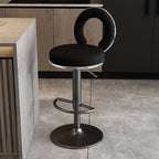 Sculptural Ring Back Bar Stool with Swivel Lift and Upholstered Seat