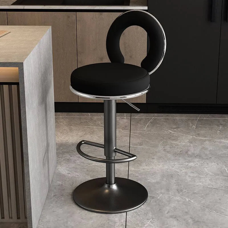 Sculptural Ring Back Bar Stool with Swivel Lift and Upholstered Seat