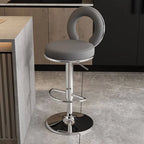 Sculptural Ring Back Bar Stool with Swivel Lift and Upholstered Seat