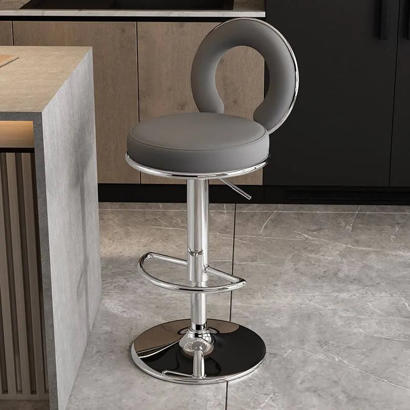 Sculptural Ring Back Bar Stool with Swivel Lift and Upholstered Seat