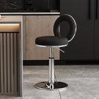 Sculptural Ring Back Bar Stool with Swivel Lift and Upholstered Seat