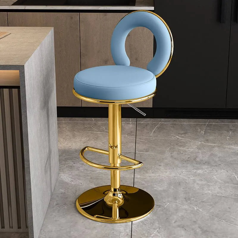 Sculptural Ring Back Bar Stool with Swivel Lift and Upholstered Seat