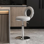 Sculptural Ring Back Bar Stool with Swivel Lift and Upholstered Seat
