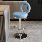Sculptural Ring Back Bar Stool with Swivel Lift and Upholstered Seat