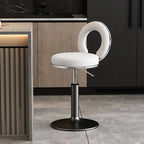Sculptural Ring Back Bar Stool with Swivel Lift and Upholstered Seat