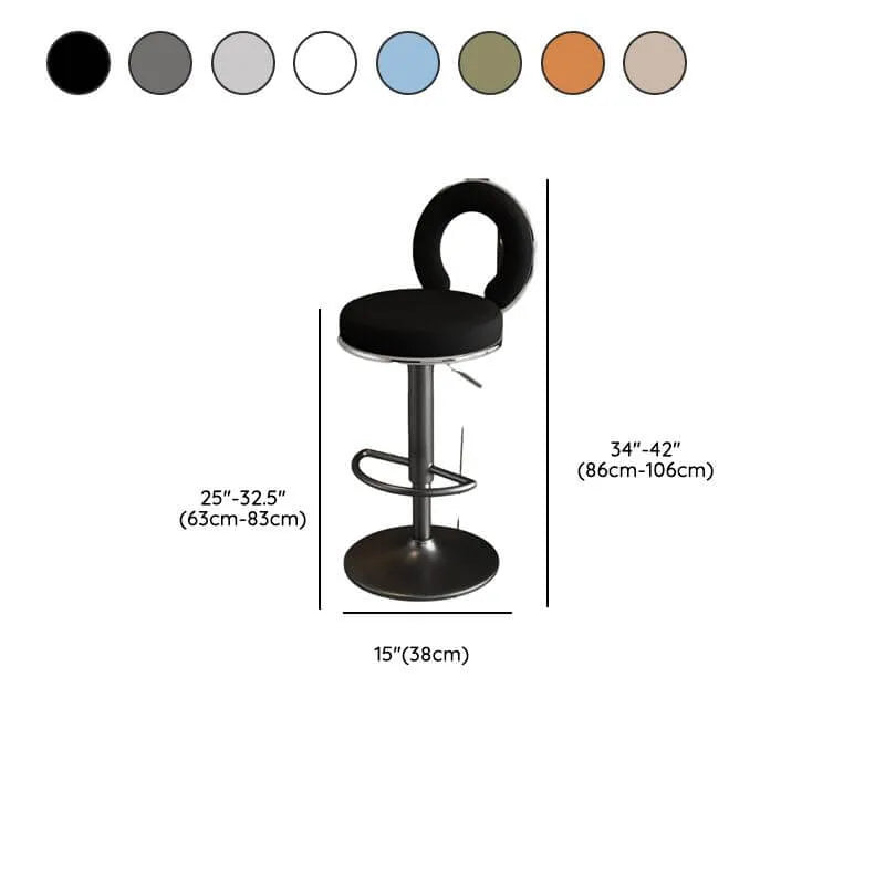 Sculptural Ring Back Bar Stool with Swivel Lift and Upholstered Seat