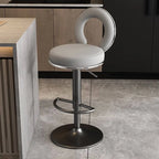 Sculptural Ring Back Bar Stool with Swivel Lift and Upholstered Seat