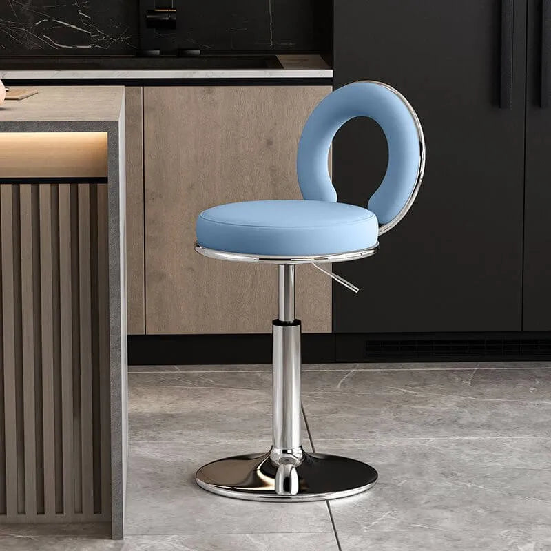 Sculptural Ring Back Bar Stool with Swivel Lift and Upholstered Seat