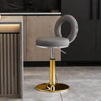 Sculptural Ring Back Bar Stool with Swivel Lift and Upholstered Seat