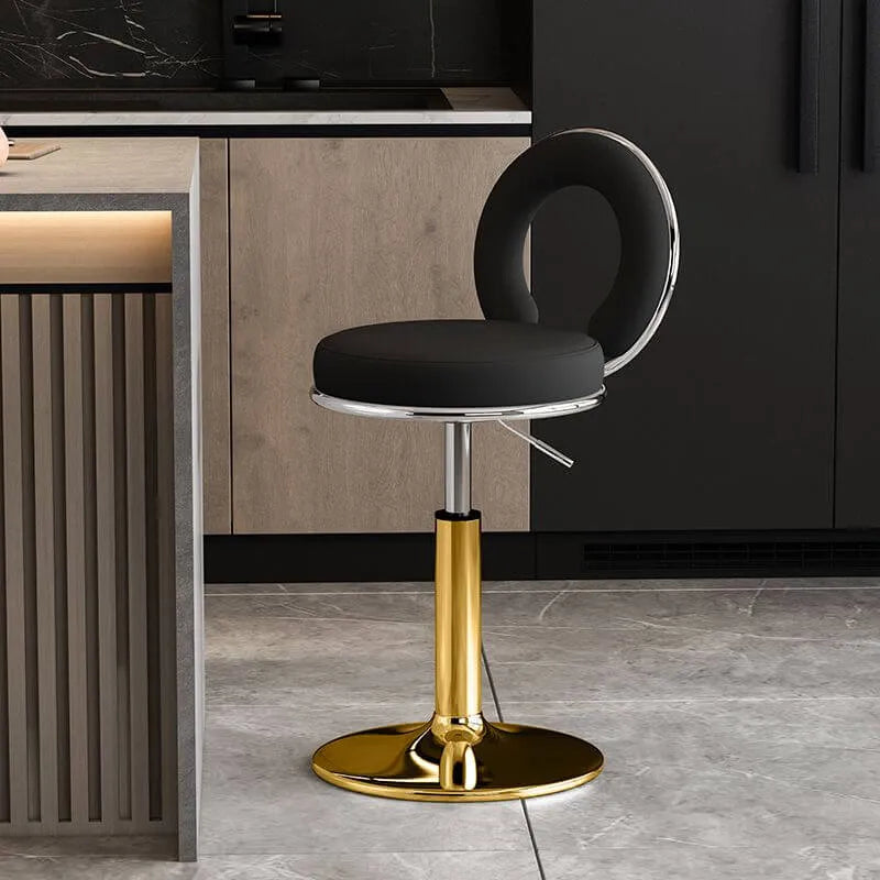 Sculptural Ring Back Bar Stool with Swivel Lift and Upholstered Seat