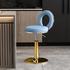 Sculptural Ring Back Bar Stool with Swivel Lift and Upholstered Seat