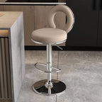 Sculptural Ring Back Bar Stool with Swivel Lift and Upholstered Seat