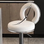 Sculptural Ring Back Bar Stool with Swivel Lift and Upholstered Seat