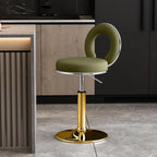 Sculptural Ring Back Bar Stool with Swivel Lift and Upholstered Seat