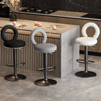 Sculptural Ring Back Bar Stool with Swivel Lift and Upholstered Seat Main Product Image