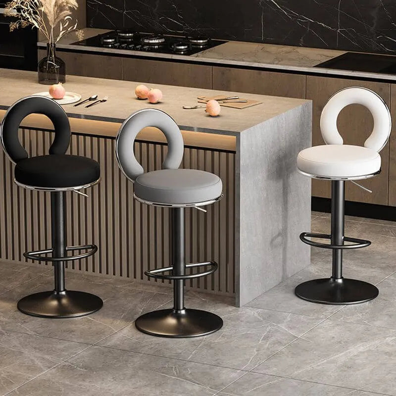 Sculptural Ring Back Bar Stool with Swivel Lift and Upholstered Seat Main Product Image