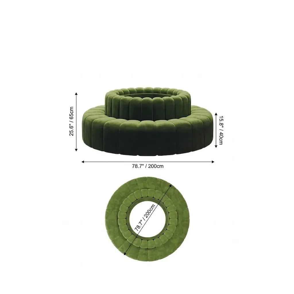 Sculptural Ring Round Sofa in Nappa Leather for Lobby Lounge Spaces