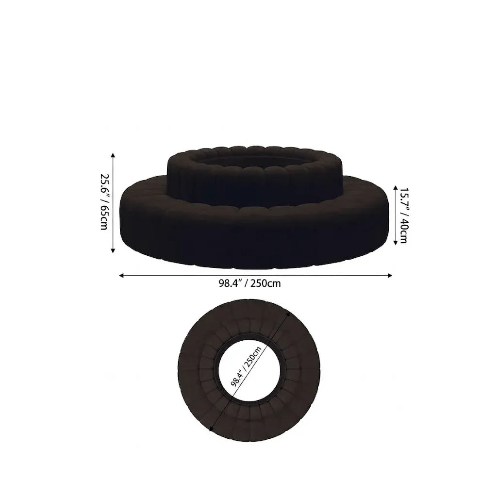 Sculptural Ring Round Sofa in Nappa Leather for Lobby Lounge Spaces