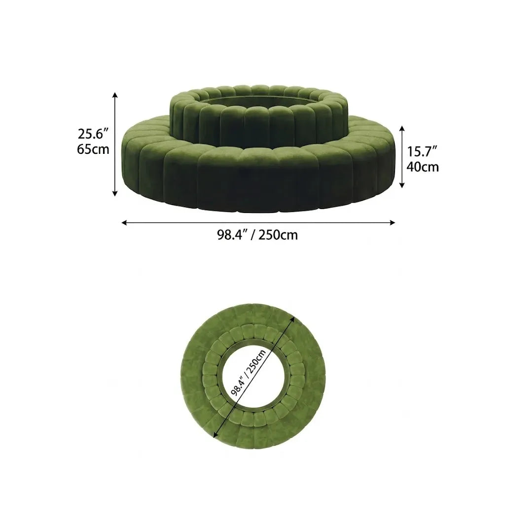 Sculptural Ring Round Sofa in Nappa Leather for Lobby Lounge Spaces