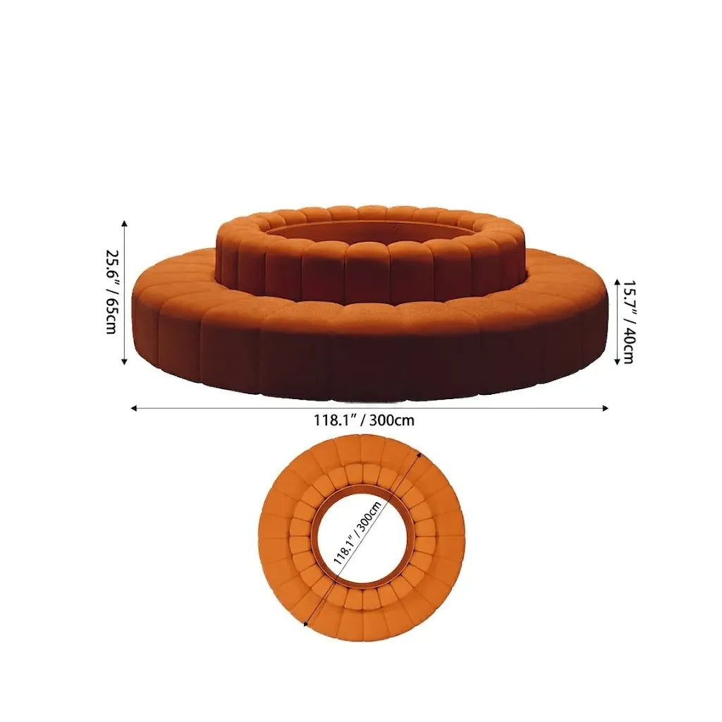 Sculptural Ring Round Sofa in Nappa Leather for Lobby Lounge Spaces