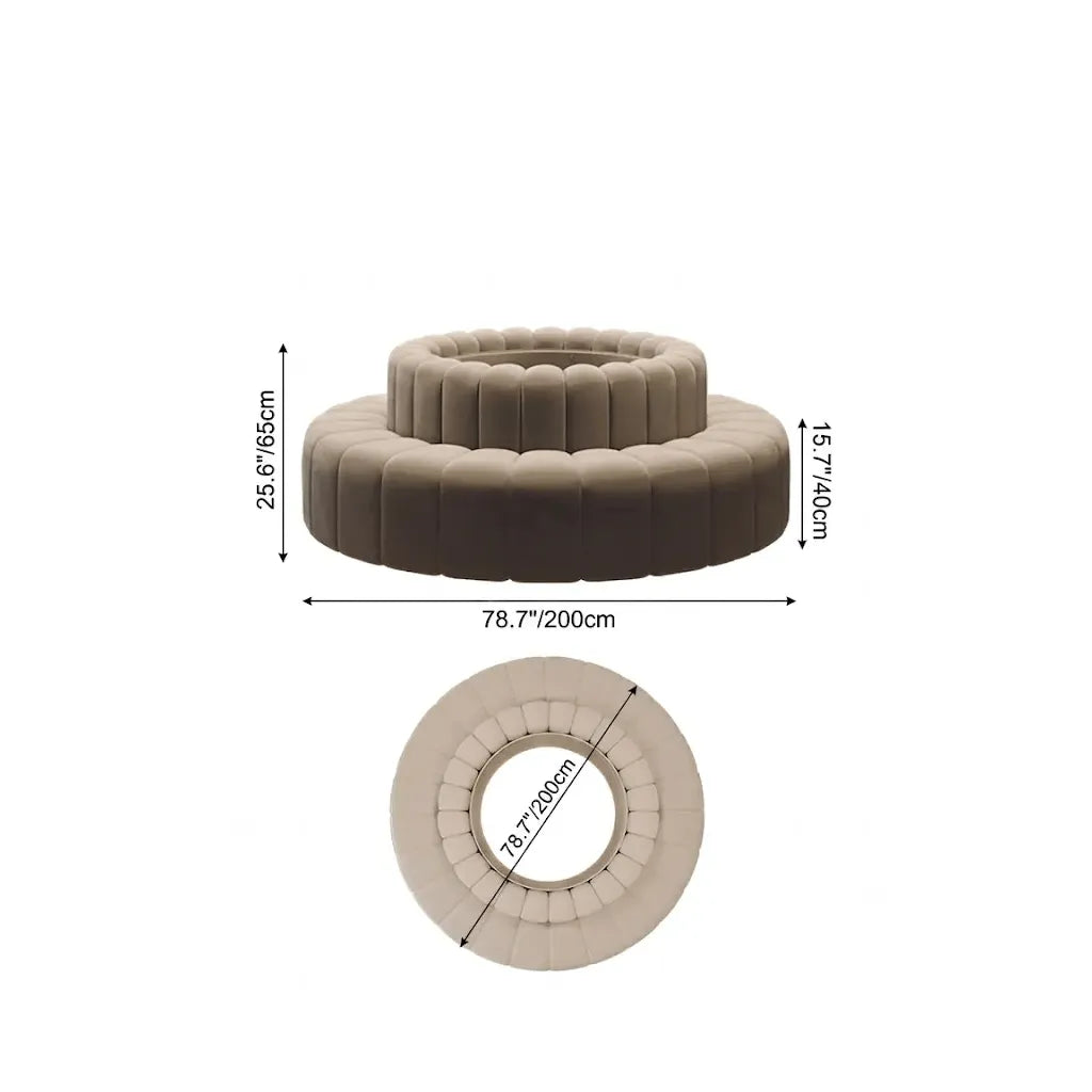 Sculptural Ring Round Sofa in Nappa Leather for Lobby Lounge Spaces