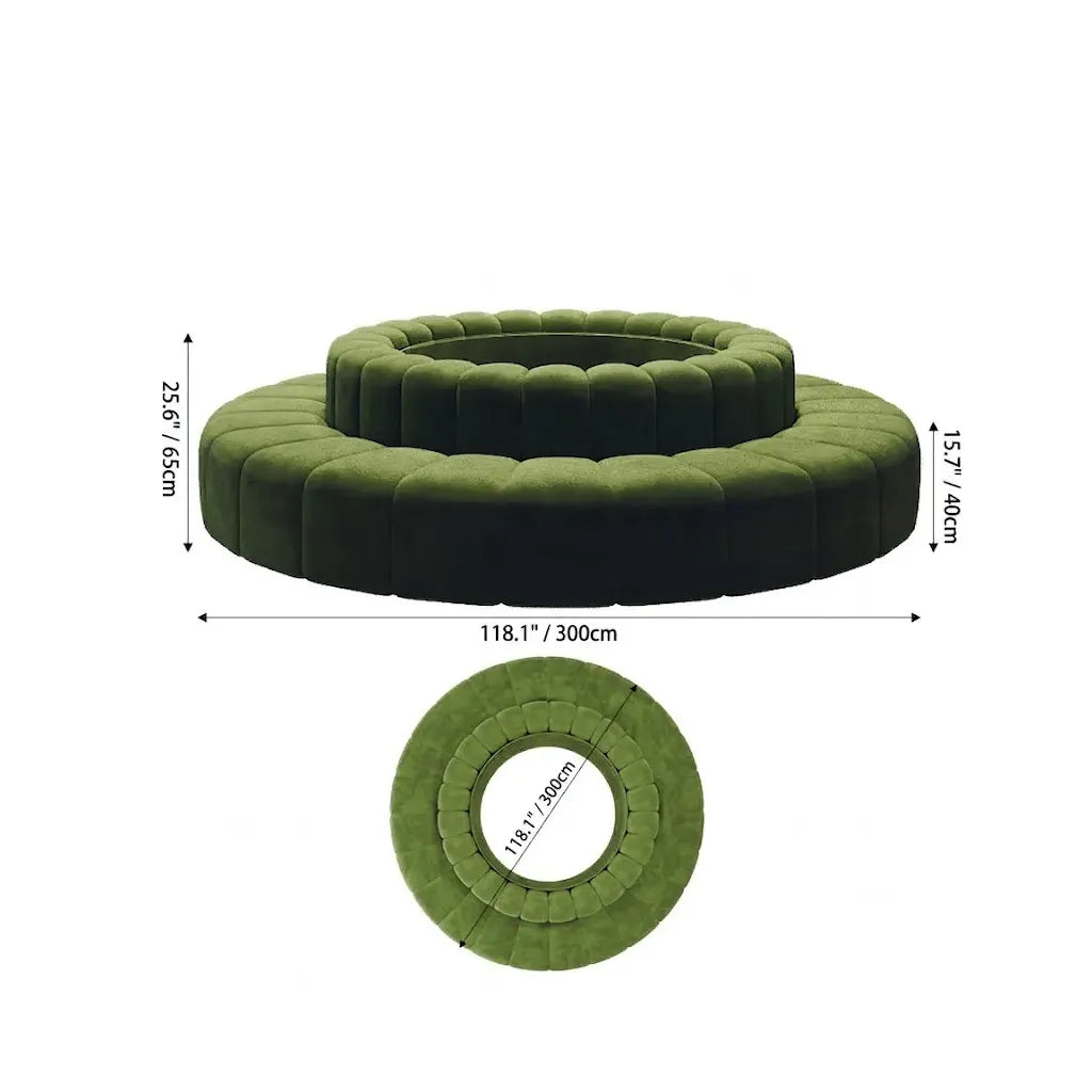 Sculptural Ring Round Sofa in Nappa Leather for Lobby Lounge Spaces
