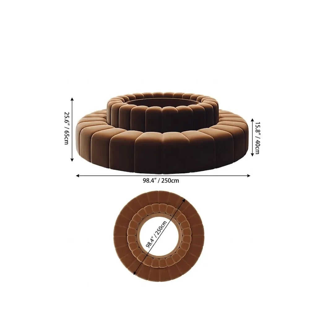 Sculptural Ring Round Sofa in Nappa Leather for Lobby Lounge Spaces