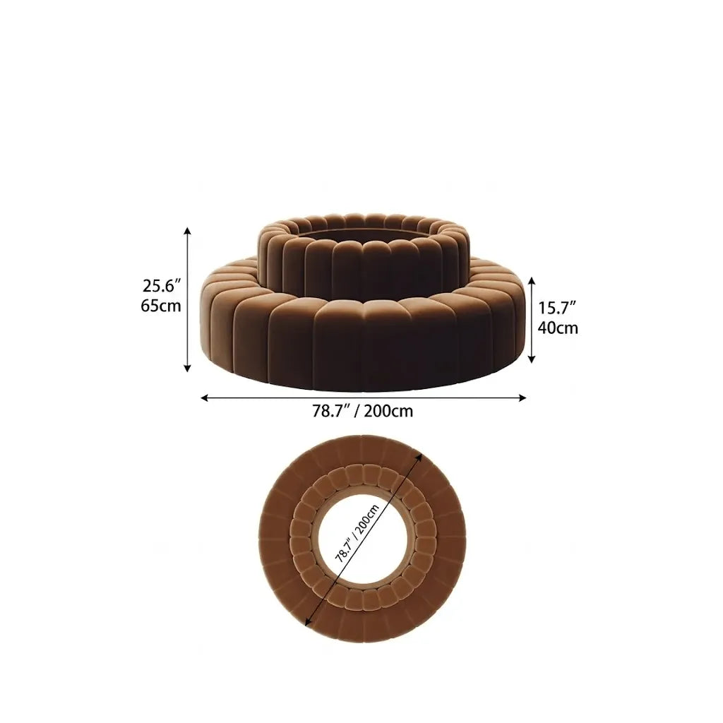 Sculptural Ring Round Sofa in Nappa Leather for Lobby Lounge Spaces