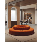 Sculptural Ring Round Sofa in Nappa Leather for Lobby Lounge Spaces