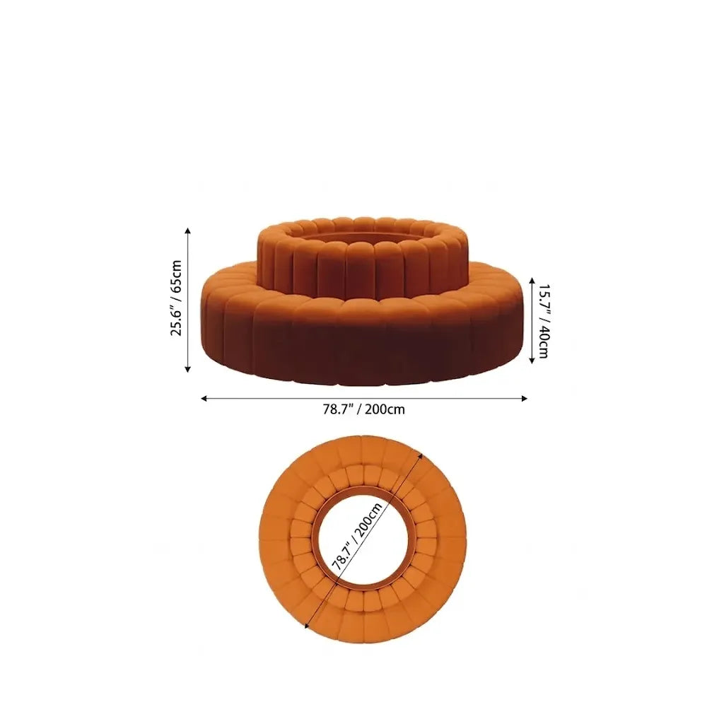 Sculptural Ring Round Sofa in Nappa Leather for Lobby Lounge Spaces