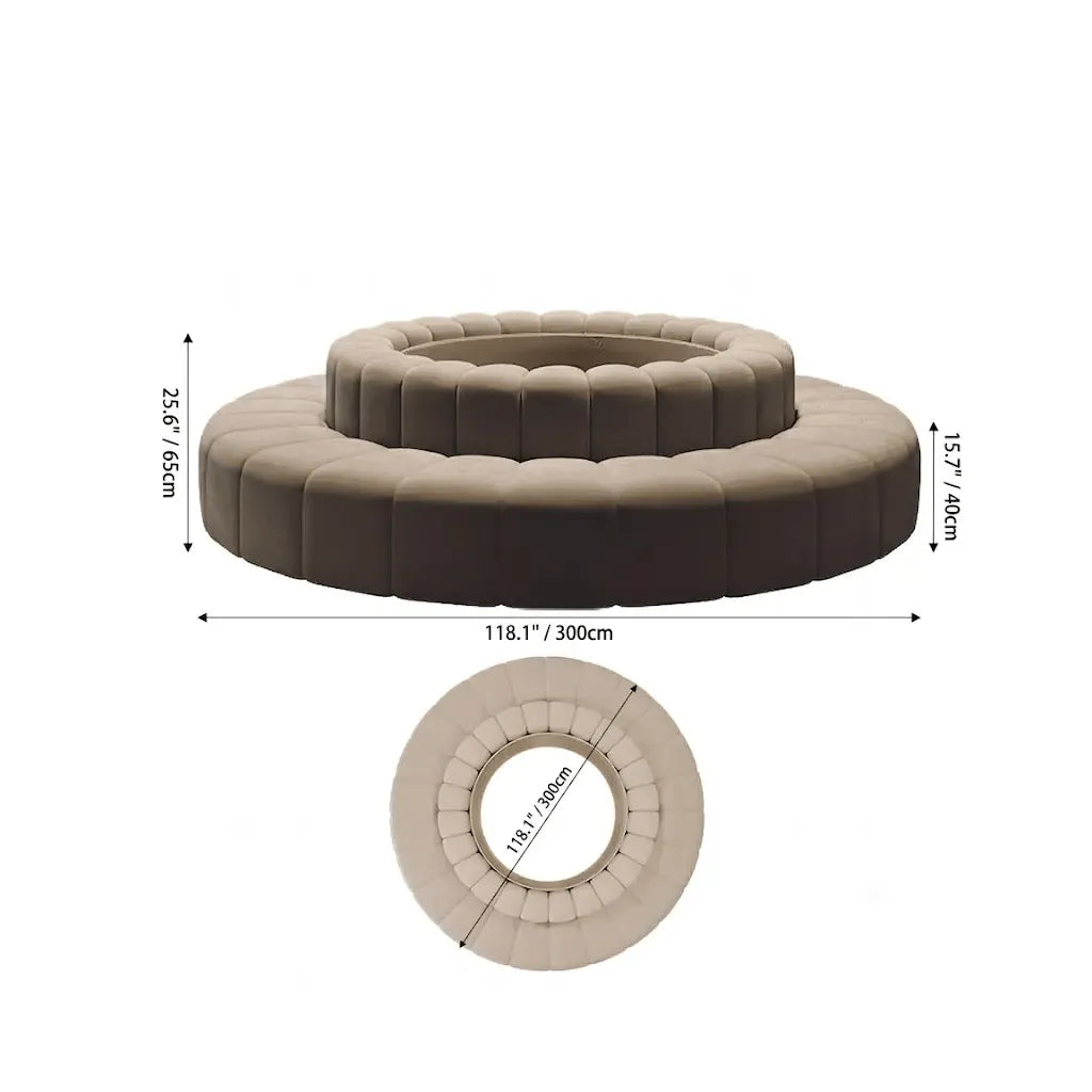Sculptural Ring Round Sofa in Nappa Leather for Lobby Lounge Spaces