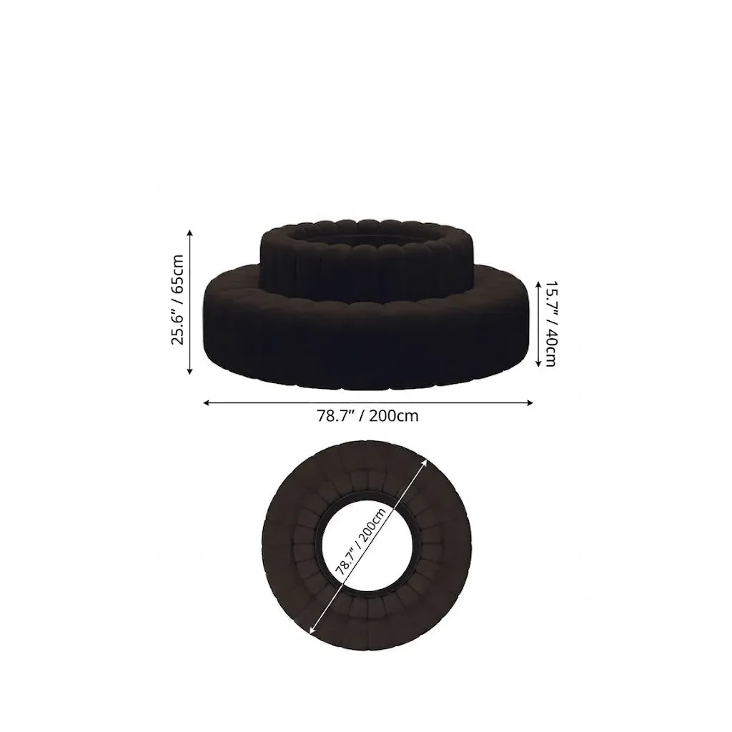 Sculptural Ring Round Sofa in Nappa Leather for Lobby Lounge Spaces