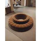 Sculptural Ring Round Sofa in Nappa Leather for Lobby Lounge Spaces Main Product Image