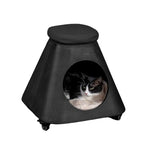 Sculptural Rolling Cat Cube Bed With Padded Top And Cozy Hideaway
