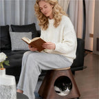 Sculptural Rolling Cat Cube Bed With Padded Top And Cozy Hideaway