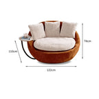 Sculptural Round Sofa Lounge Chair With Side Table, Swivel Chenille Comfort