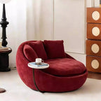 Sculptural Round Sofa Lounge Chair With Side Table, Swivel Chenille Comfort