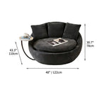 Sculptural Round Sofa Lounge Chair With Side Table, Swivel Chenille Comfort