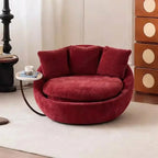 Sculptural Round Sofa Lounge Chair With Side Table, Swivel Chenille Comfort Main Product Image