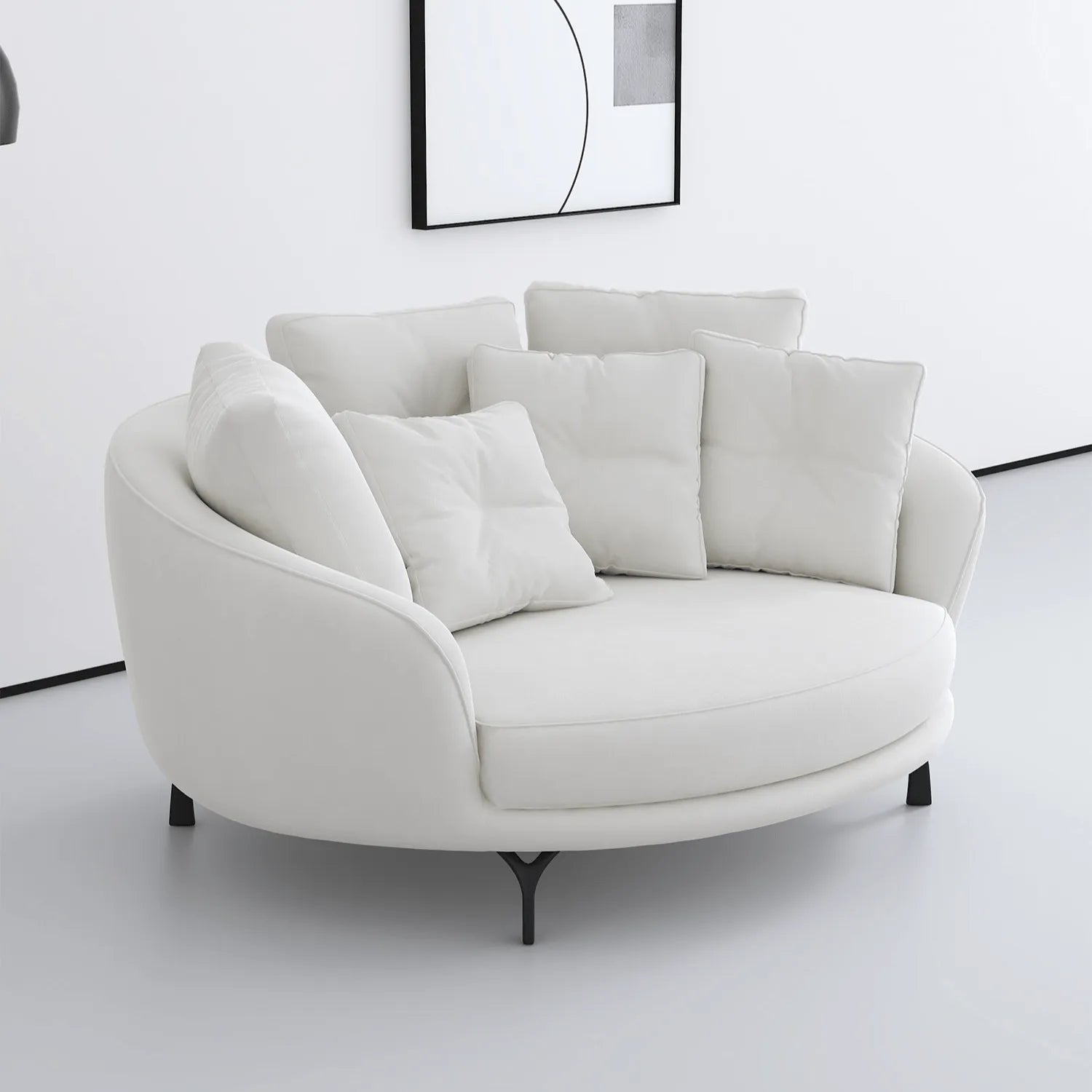 Sculptural Round Sofa with Layered Cushions and Slim Metal Legs Secondary image