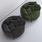Sculptural Round Sofa with Layered Cushions and Slim Metal Legs