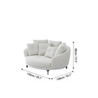 Sculptural Round Sofa with Layered Cushions and Slim Metal Legs Dimensions