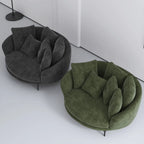 Sculptural Round Sofa with Layered Cushions and Slim Metal Legs Main Product Image